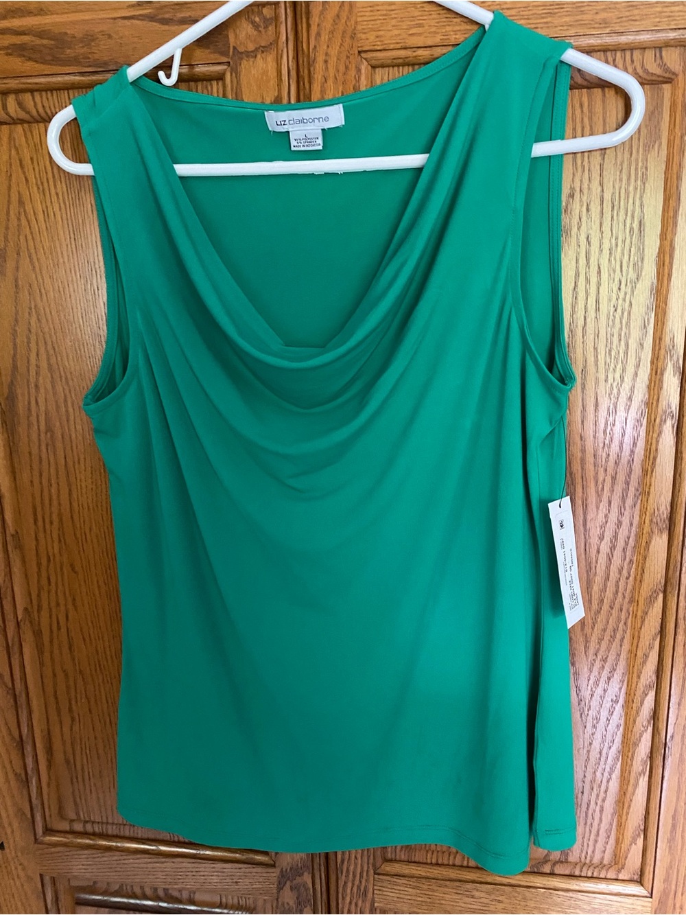 Liz Claiborne Emerald Green Draped Cowl Neck Tank